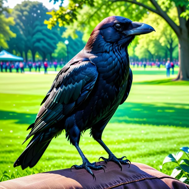 Pic of a crow in a jeans in the park