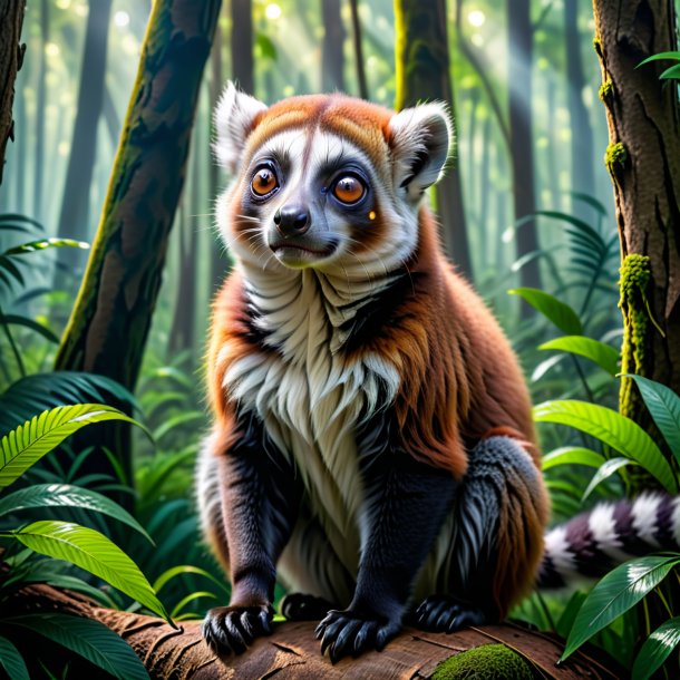 Photo of a crying of a lemur in the forest