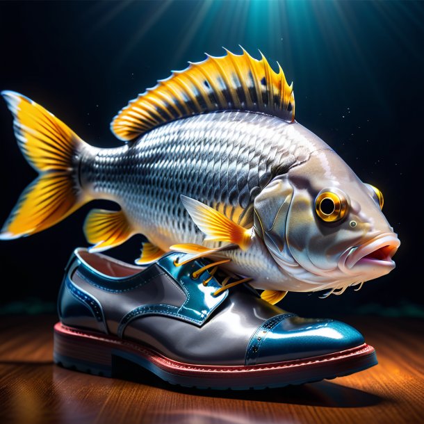 Pic d'un poisson dans une chaussure grise