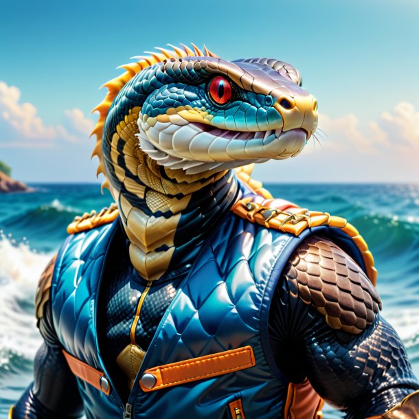 Picture of a cobra in a vest in the sea