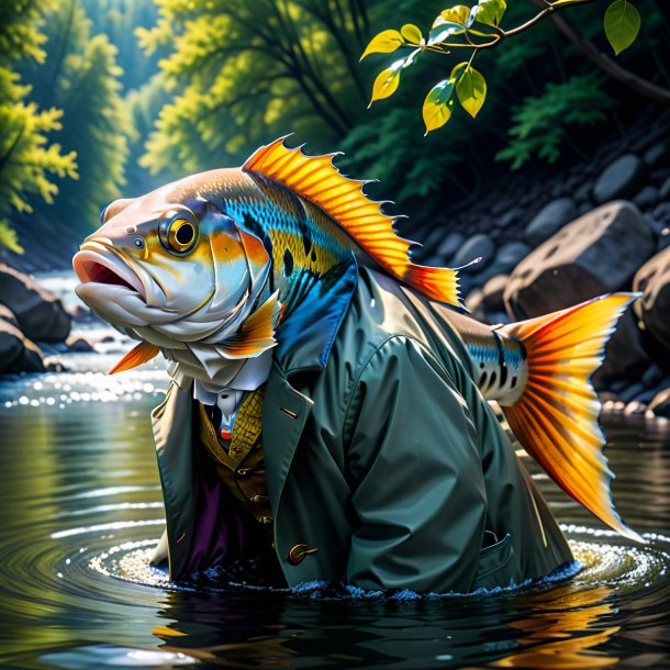 Image of a fish in a coat in the river