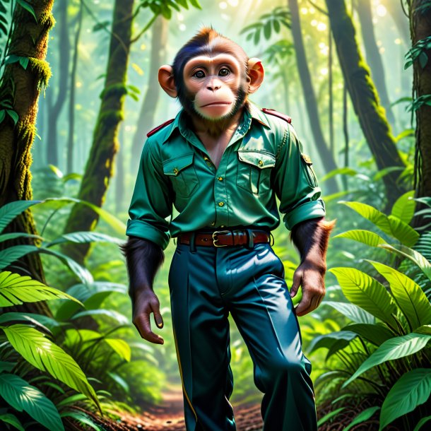 Image of a monkey in a trousers in the forest