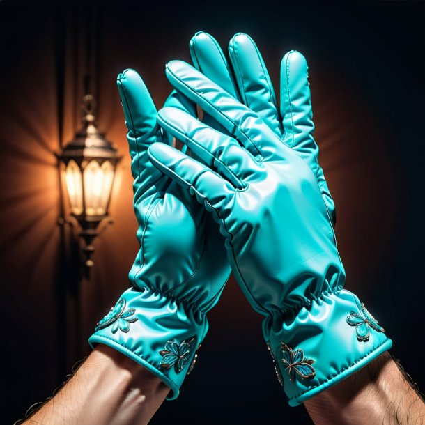 Clipart of a cyan gloves from clay