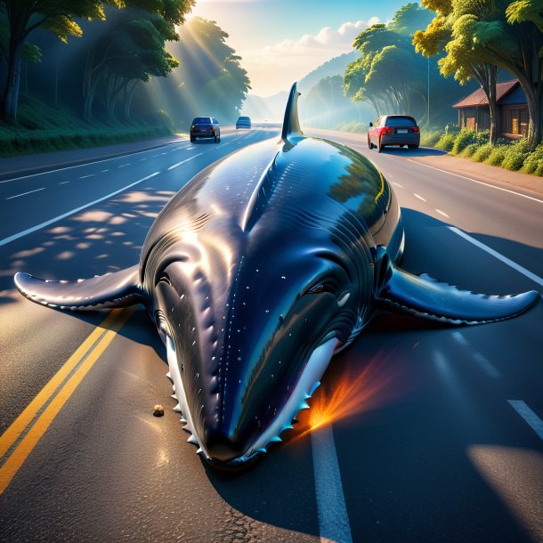 Picture of a sleeping of a whale on the road