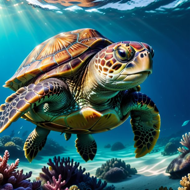 Image d'une tortue dans un manteau dans la mer