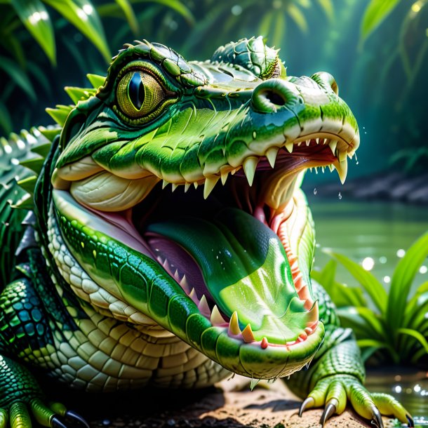 Pic of a green crying alligator