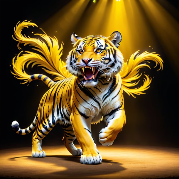 Imagem de um tigre dançando amarelo