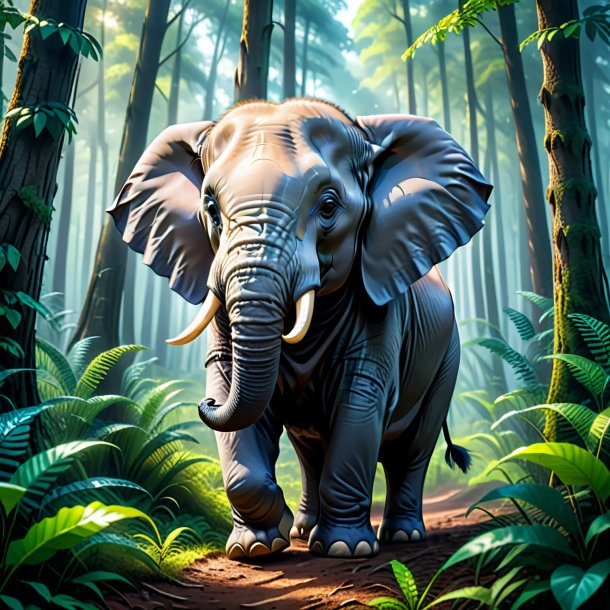 Retrato de um elefante em uma luva na floresta