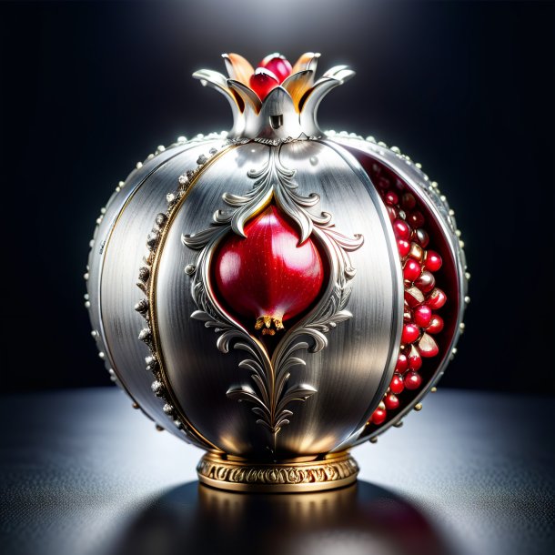 Imagery of a silver pomegranate