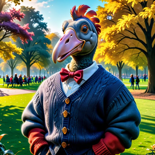 Image of a dodo in a sweater in the park