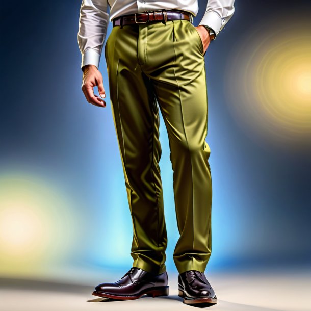 Portrait of a olive trousers from polyethylene