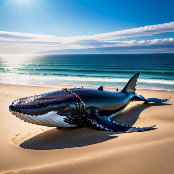 Imagen de una ballena en un cinturón en la playa