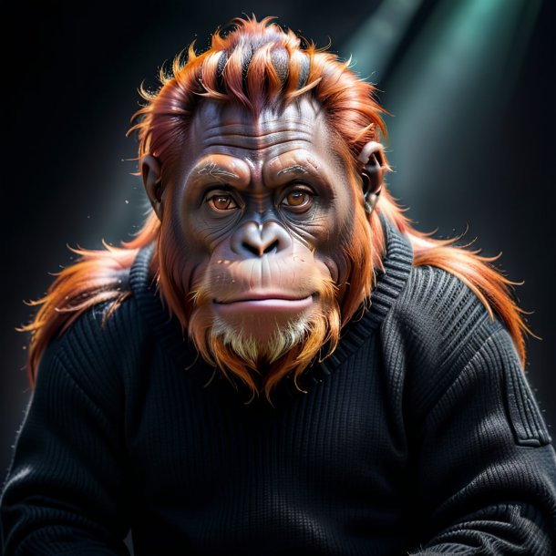 Photo of a orangutan in a black sweater