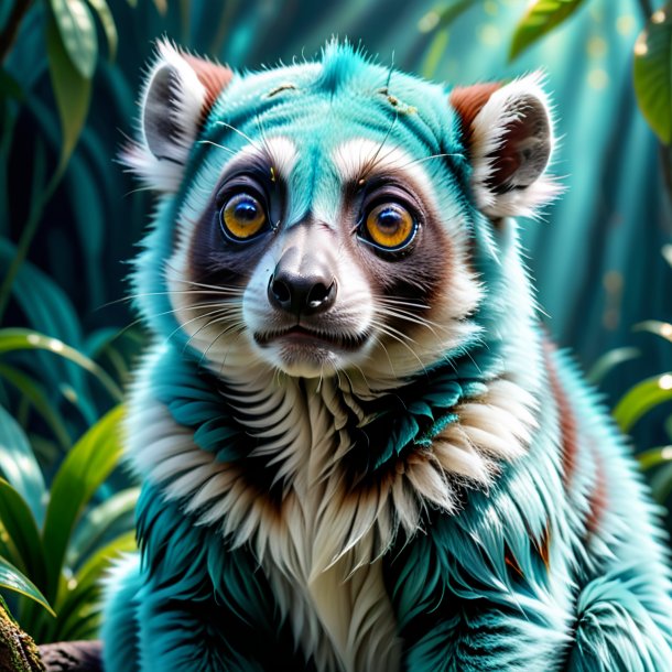 Image of a aquamarine crying lemur