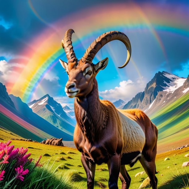 Picture of a eating of a ibex on the rainbow