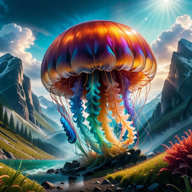 Picture of a angry of a jellyfish in the mountains