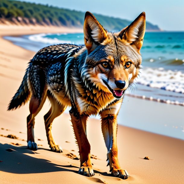 Photo of a playing of a jackal on the beach