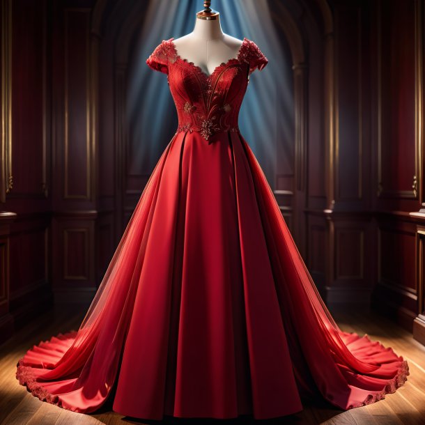 Imagem de um vestido vermelho de madeira