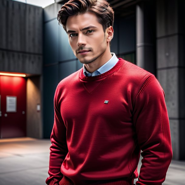 Photography of a crimson sweater from concrete