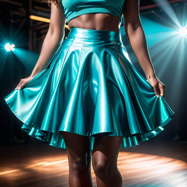 Portrait of a cyan skirt from metal