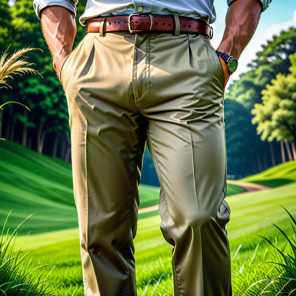 Photo of a khaki trousers from grass