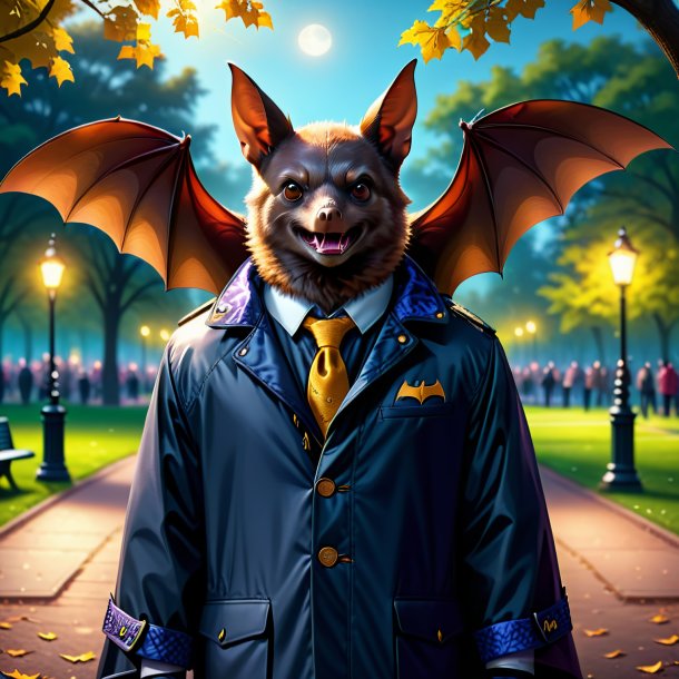 Illustration of a bat in a jacket in the park