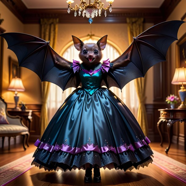 Pic d'une chauve-souris dans une robe dans la maison