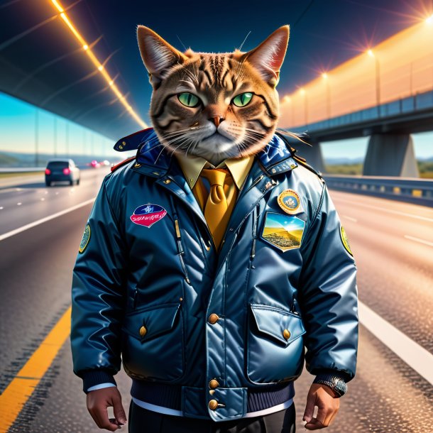 Image of a tuna in a jacket on the highway