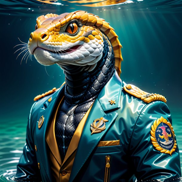 Illustration of a cobra in a jacket in the water