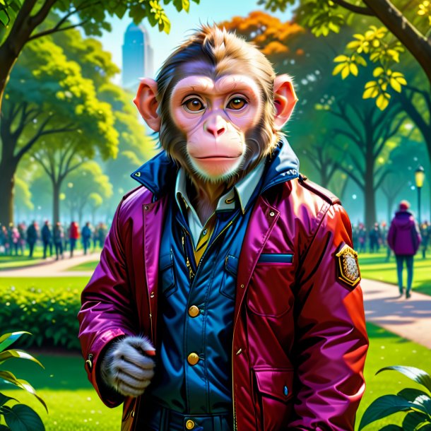 Illustration of a monkey in a jacket in the park