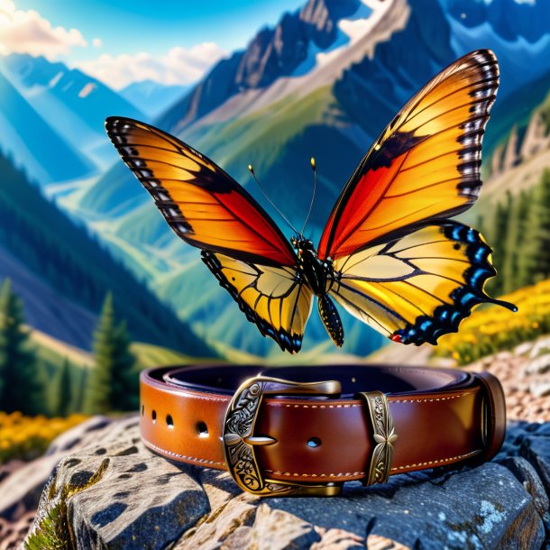 Picture of a butterfly in a belt in the mountains