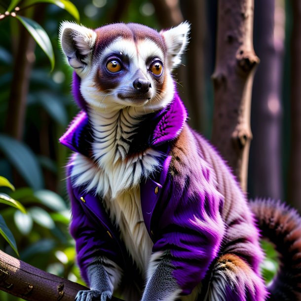 Pic of a lemur in a purple coat