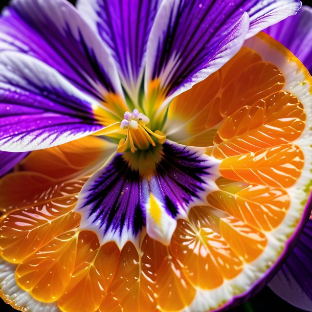 "portrayal of a orange violet, white"