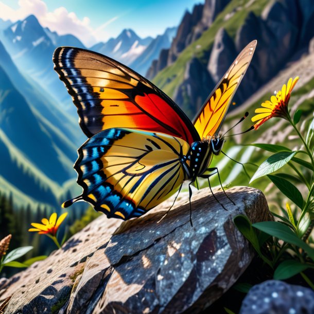 Photo d'un repos d'un papillon dans les montagnes