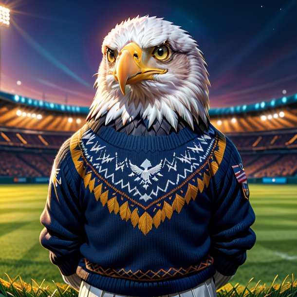 Illustration of a eagle in a sweater on the field