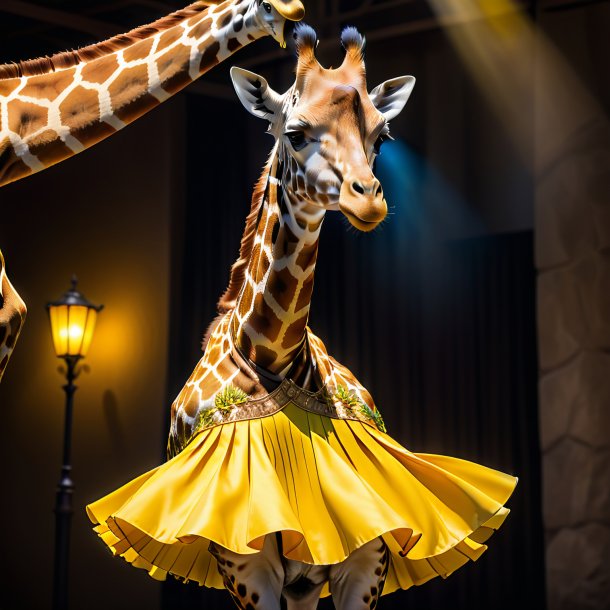 Pic of a giraffe in a yellow skirt