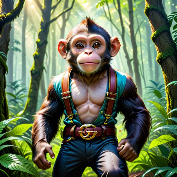 Image of a monkey in a belt in the forest