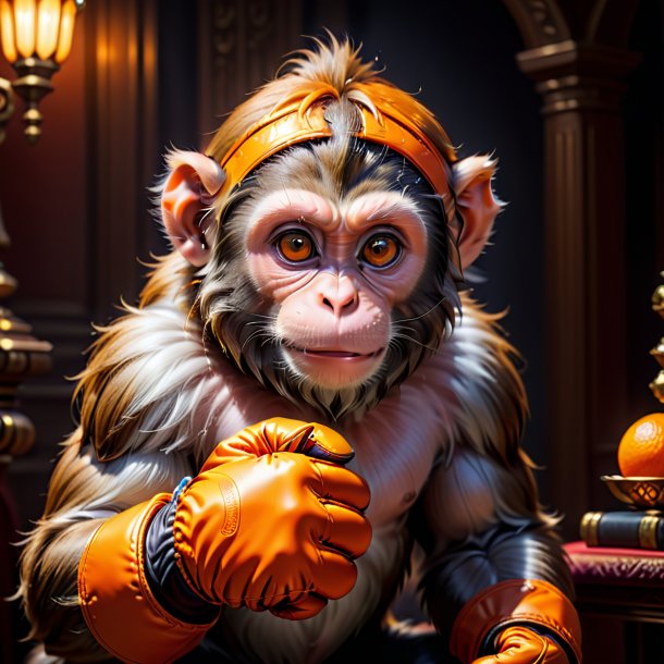 Pic d'un singe dans un gants orange