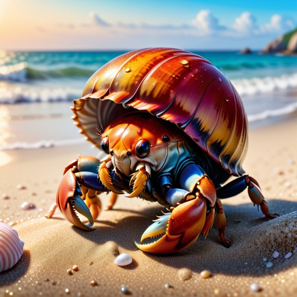 Picture of a crying of a hermit crab on the beach