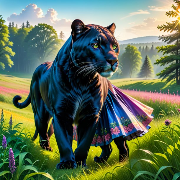 Pic of a panther in a skirt in the meadow