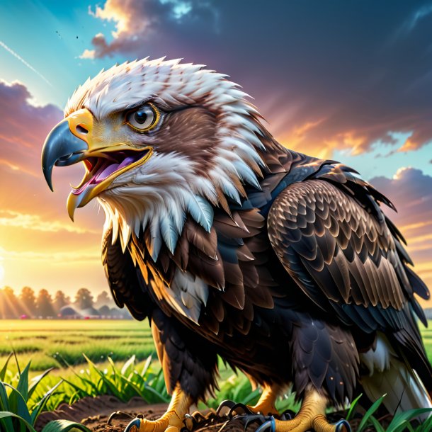 Photo of a crying of a eagle on the field