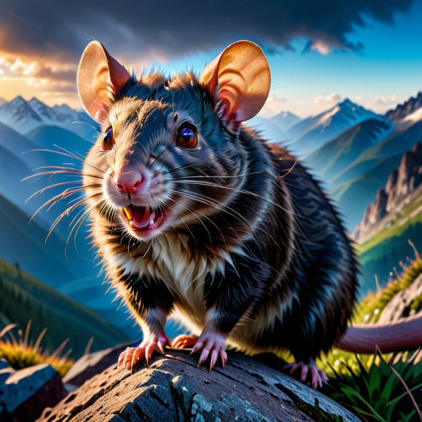 Photo of a threatening of a rat in the mountains