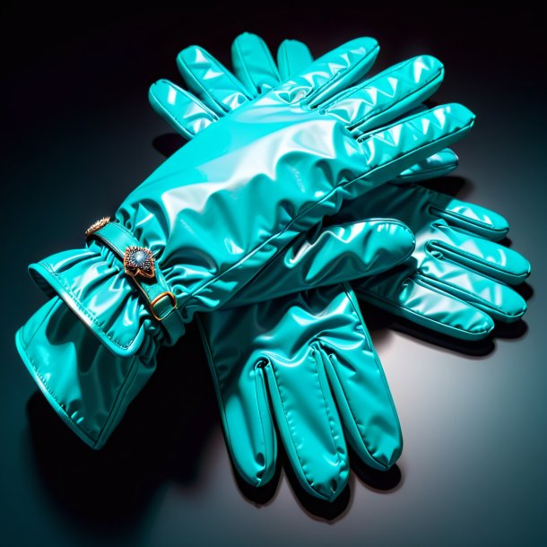 Sketch of a teal gloves from polyethylene