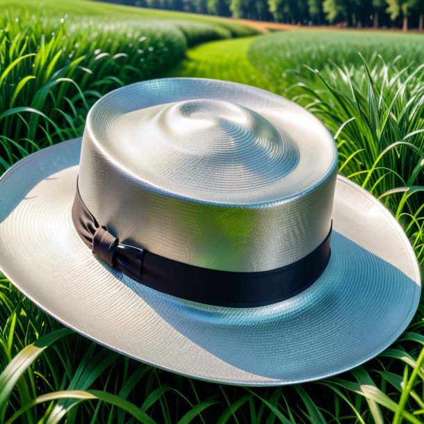 Photography of a silver hat from grass