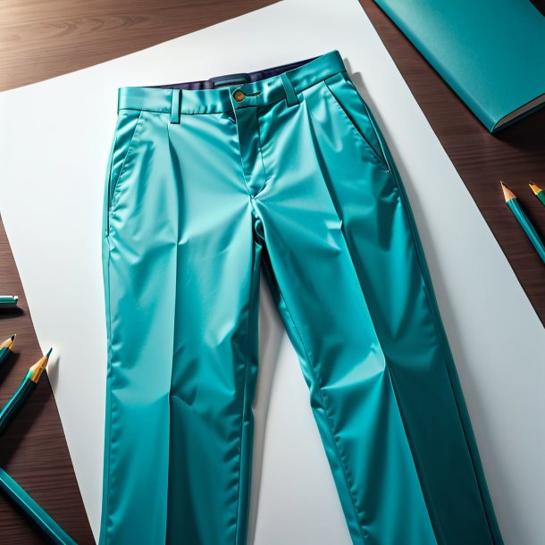 Drawing of a aquamarine trousers from paper