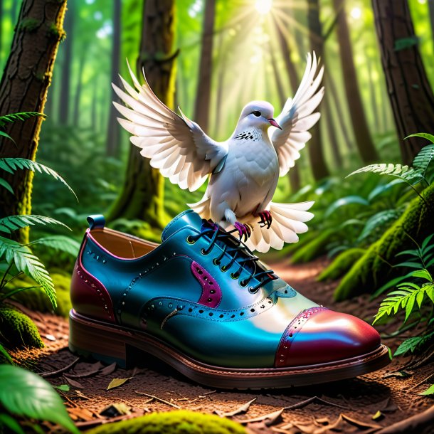 Pic of a dove in a shoes in the forest