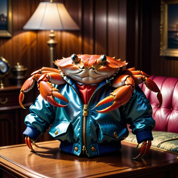 Image of a crab in a jacket in the house