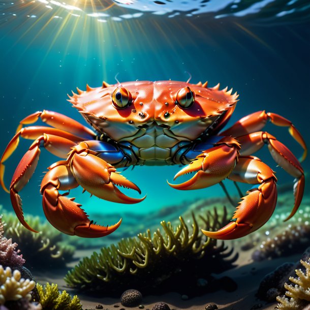 Picture of a crab in a belt in the water