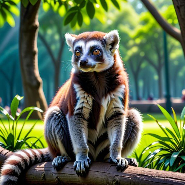 Photo of a waiting of a lemur in the park