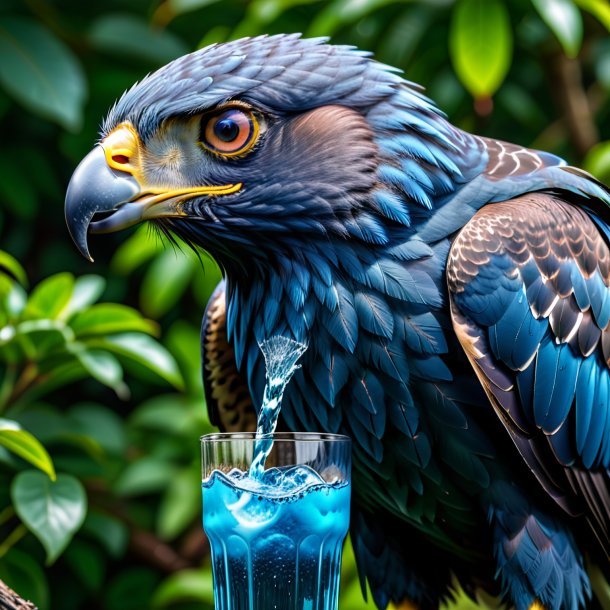 Image of a blue drinking hawk